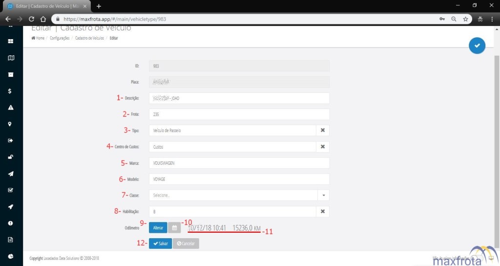 Alterar Dados de Veículo 5